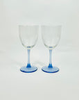 1960s FRENCH LUMINARC BLUE STEM WINE GLASSES