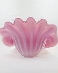 1950s PINK MURANO OPALINE GLASS CLAM SHELL BOWL (XL)