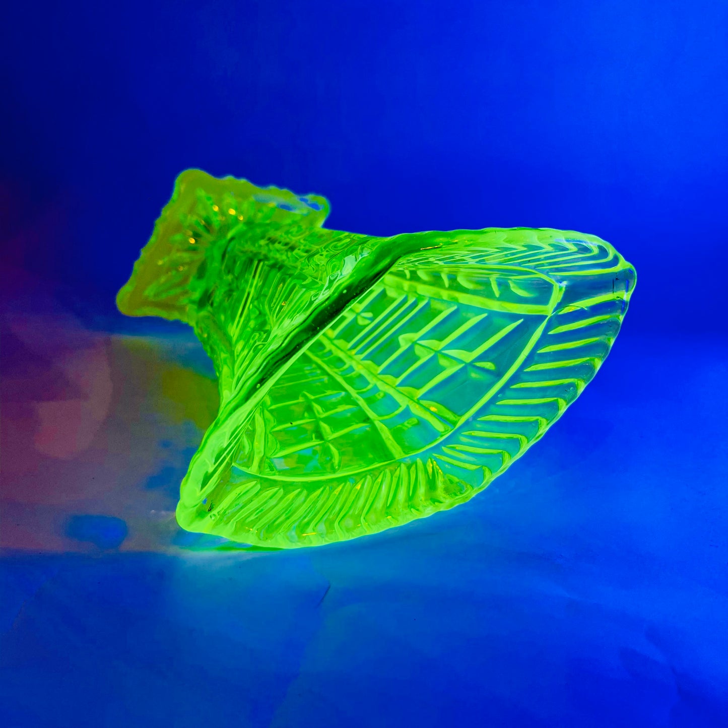 URANIUM GLASS FOOTED VASE