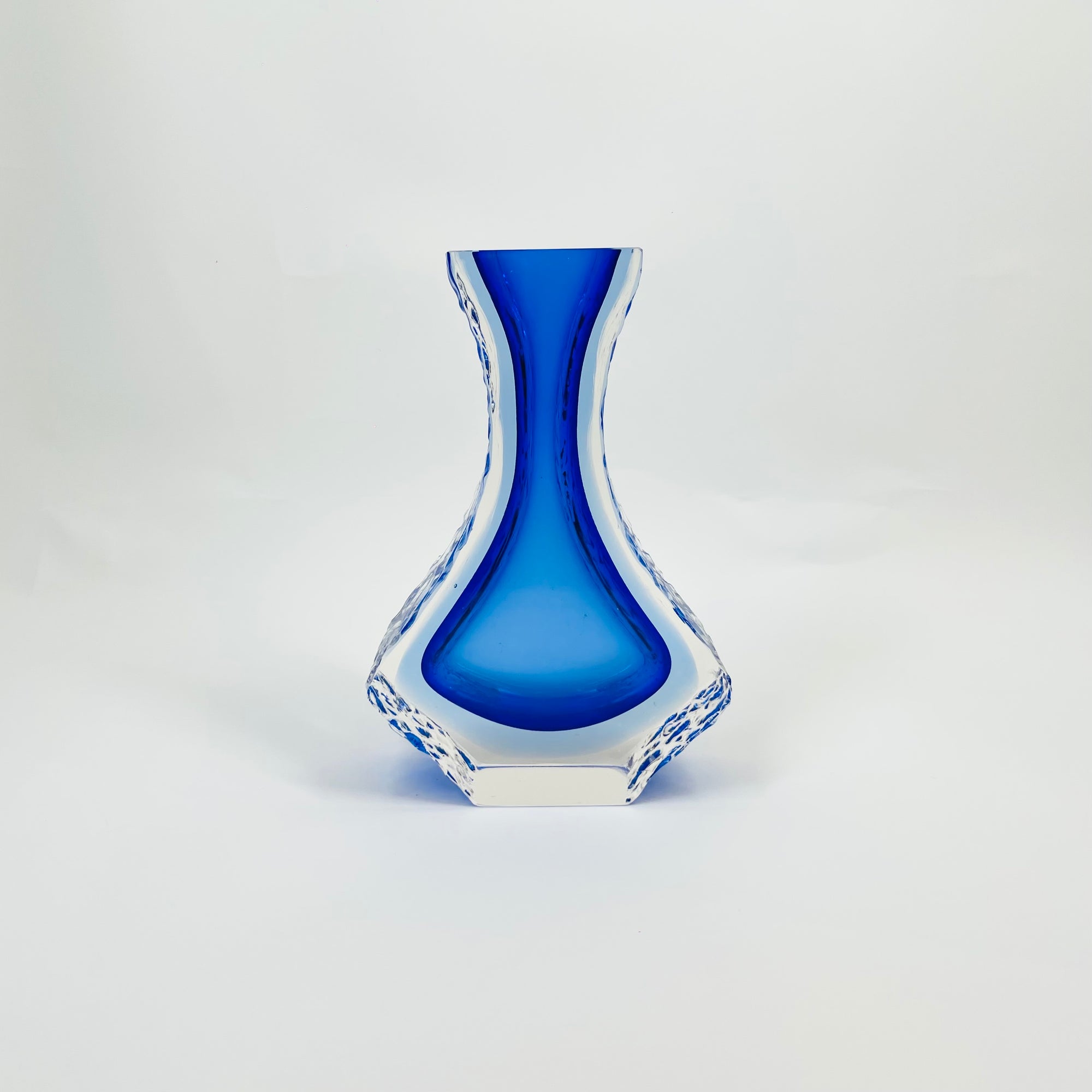 1970s MURANO COBALT BLUE TEXTURED GLASS POSY VASE