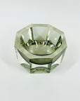 1950s SMOKY GREY MURANO MANDRUZZATO SOMMERSO FACETED GLASS HEXAGON BOWL