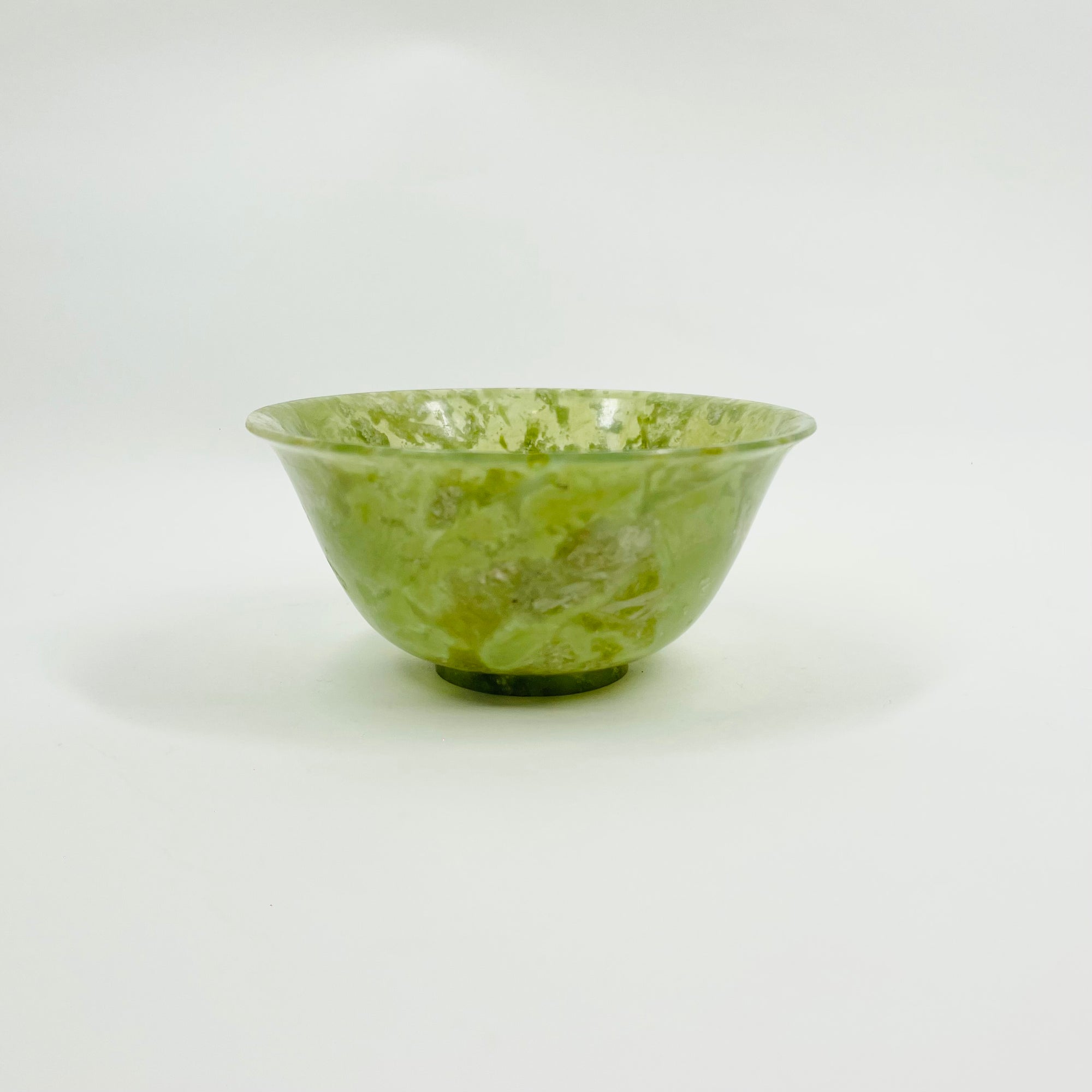 ANTIQUE GREEN JADE STONE CEREMONIAL BOWL