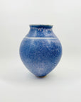 1980s AUSTRALIAN BLUE POTTERY FOOTED VASE BY BARBARA MASON