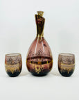 ANTIQUE ITALIAN VENETIAN PURPLE GLASS CARAFE SET WITH GOLD GILDING