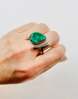 1950s DANISH BRUTALIST TOI ET MOI TURQUOISE SILVER RING