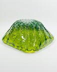 1940s BAROVIER GREEN SOMMERSO GLASS SCALLOP RIM BOWL WITH CONTROLLED BUBBLES