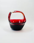 1950s JAPANESE RED/ORANGE OMBRE GLASS BASKET/VASE