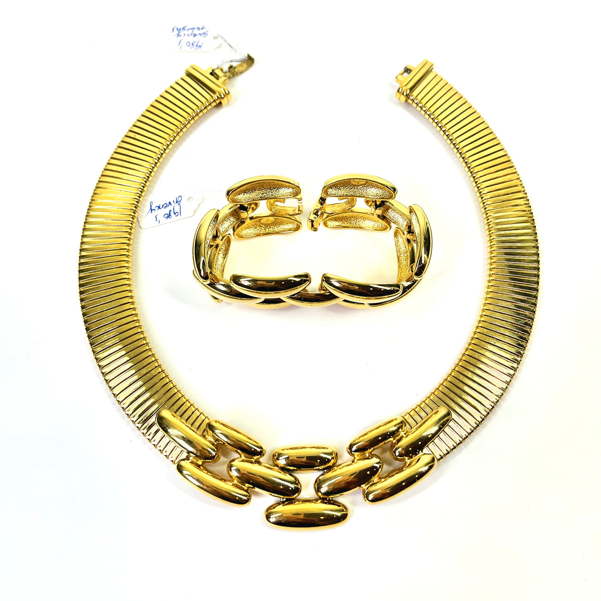 1980s GIVENCY TUBOGAS LINKS NECKLACE SUITE