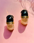 BLACK WHITE ENAMEL EARRINGS