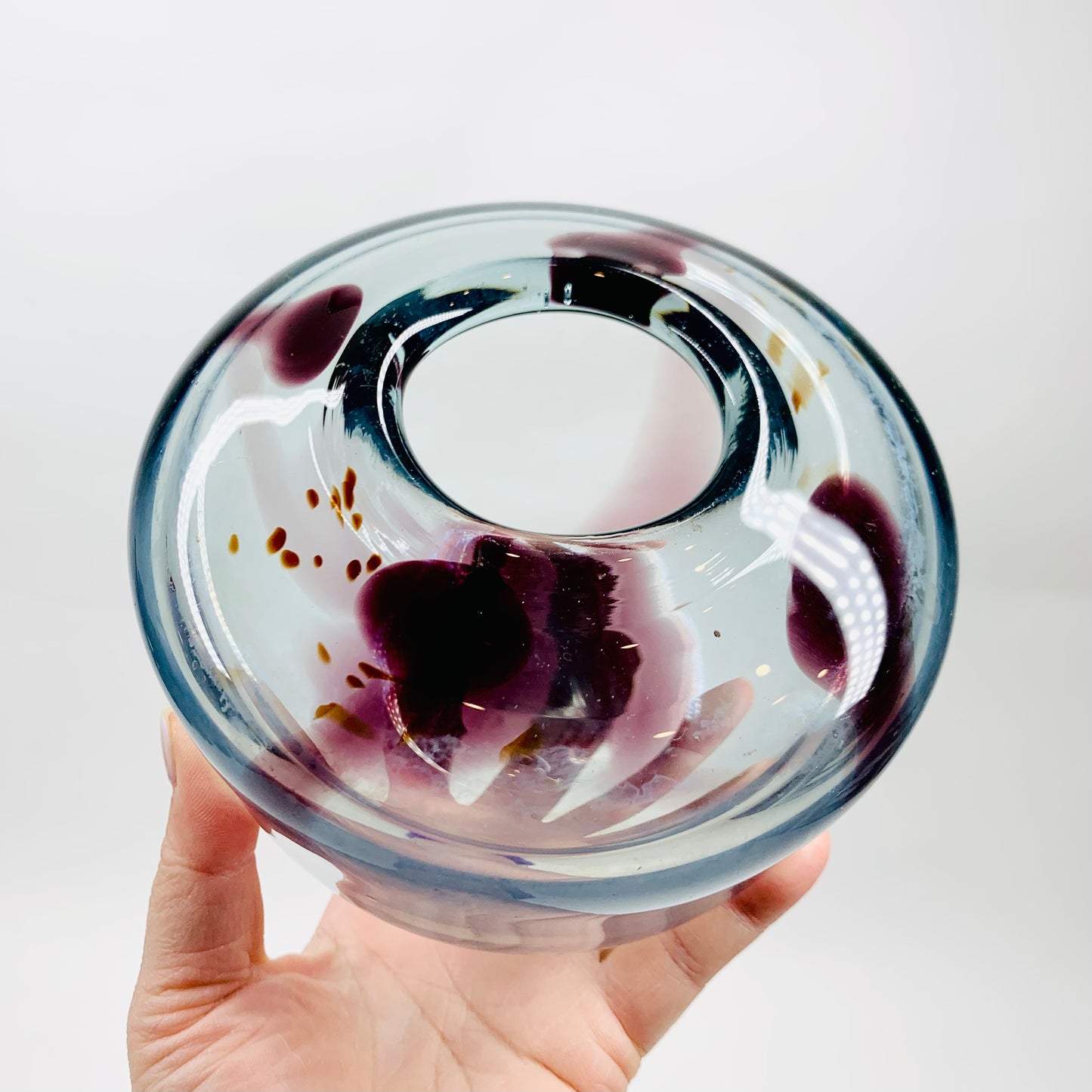 PURPLE ART GLASS OVOID VASE