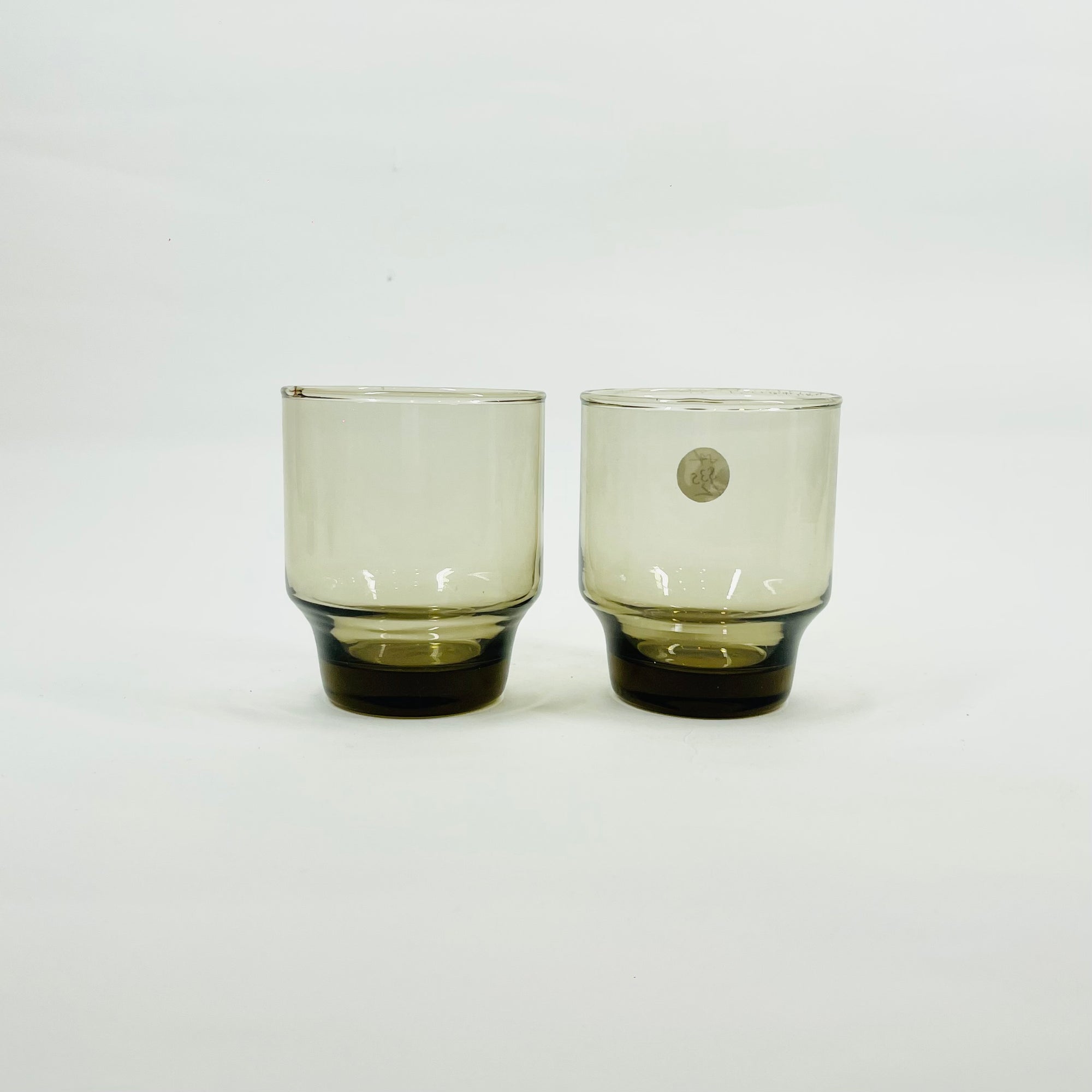 1950s GREY MINI TUMBLER GLASSES WITH PINCHED BASE