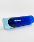 1950s TURQUOISE COBALT BLUE MURANO SOMMERSO GLASS CYLINDER BLOCK VASE
