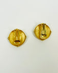 1950s CINER GOLD PLATED ESTRUCAN/FAMILY CREST STYLE CLIP ON EARRINGS