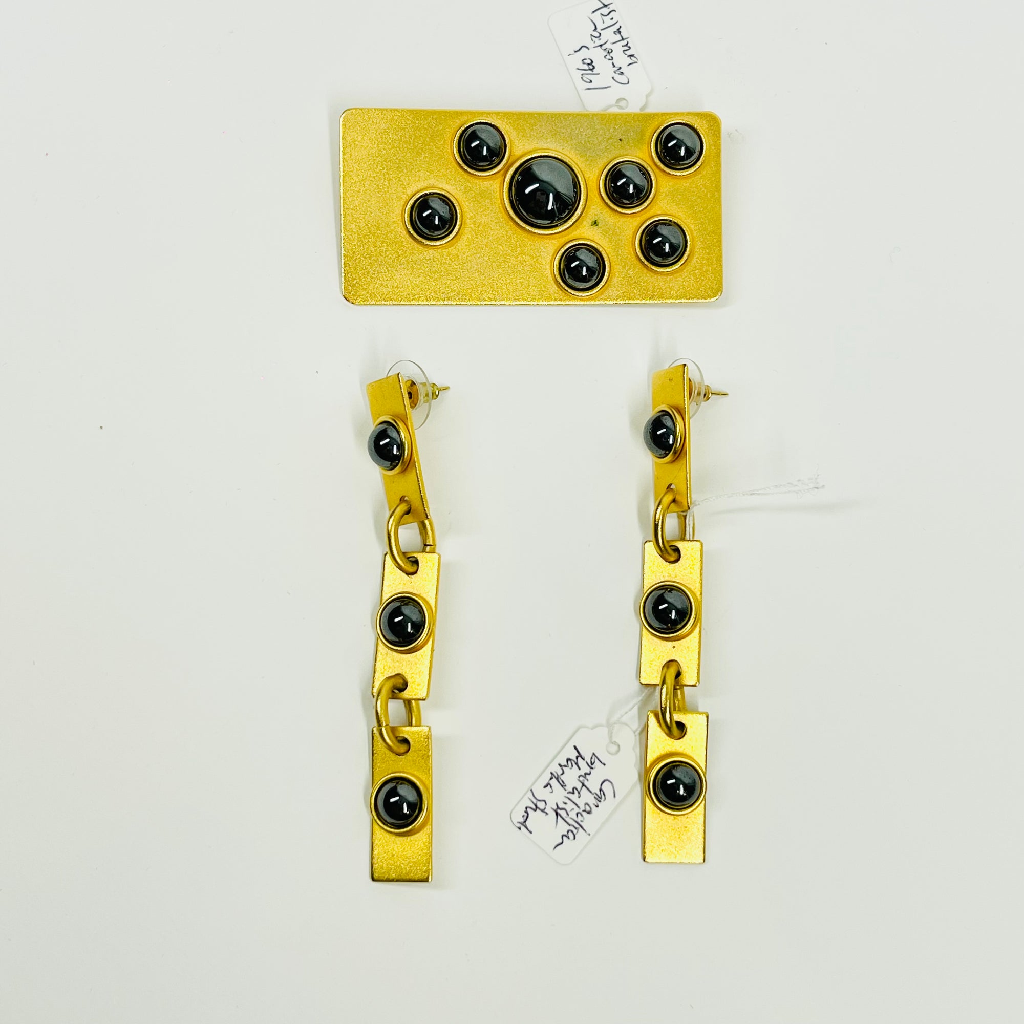 1970s CANADIAN BRUTALIST EARRINGS BROOCH SUITE BY MARTHA STURDY