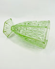 ANTIQUE ART DECO PRESSED GREEN DEPRESSION GLASS VASE