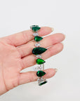 VINTAGE ART DECO STYLE GP COSTUME GREEN DIAMONTE FANCY LINKS NECKLACE