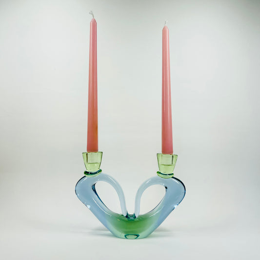 1950s MURANO GREEN BLUE SOMMERSO GLASS CANDLE HOLDER