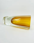 XL 1960s GOLD AMBER MURANO SOMMERSO FACETED GLASS BLOCK VASE