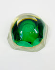 1950s MURANO MANDRUZZATO GREEN YELLOW SOMMERSO DIAMOND FACETED GLASS BOWL