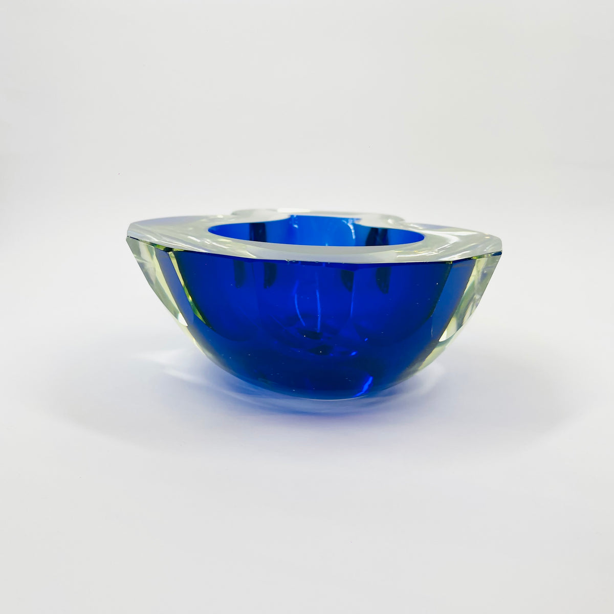 1940s BLUE GREEN COBALT BLUE SOMMERSO URANIUM GLASS GEODE BOWL