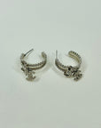 2022 CHANEL DIAMANTE BOW LOGO HOOPS PIERCED EARRINGS