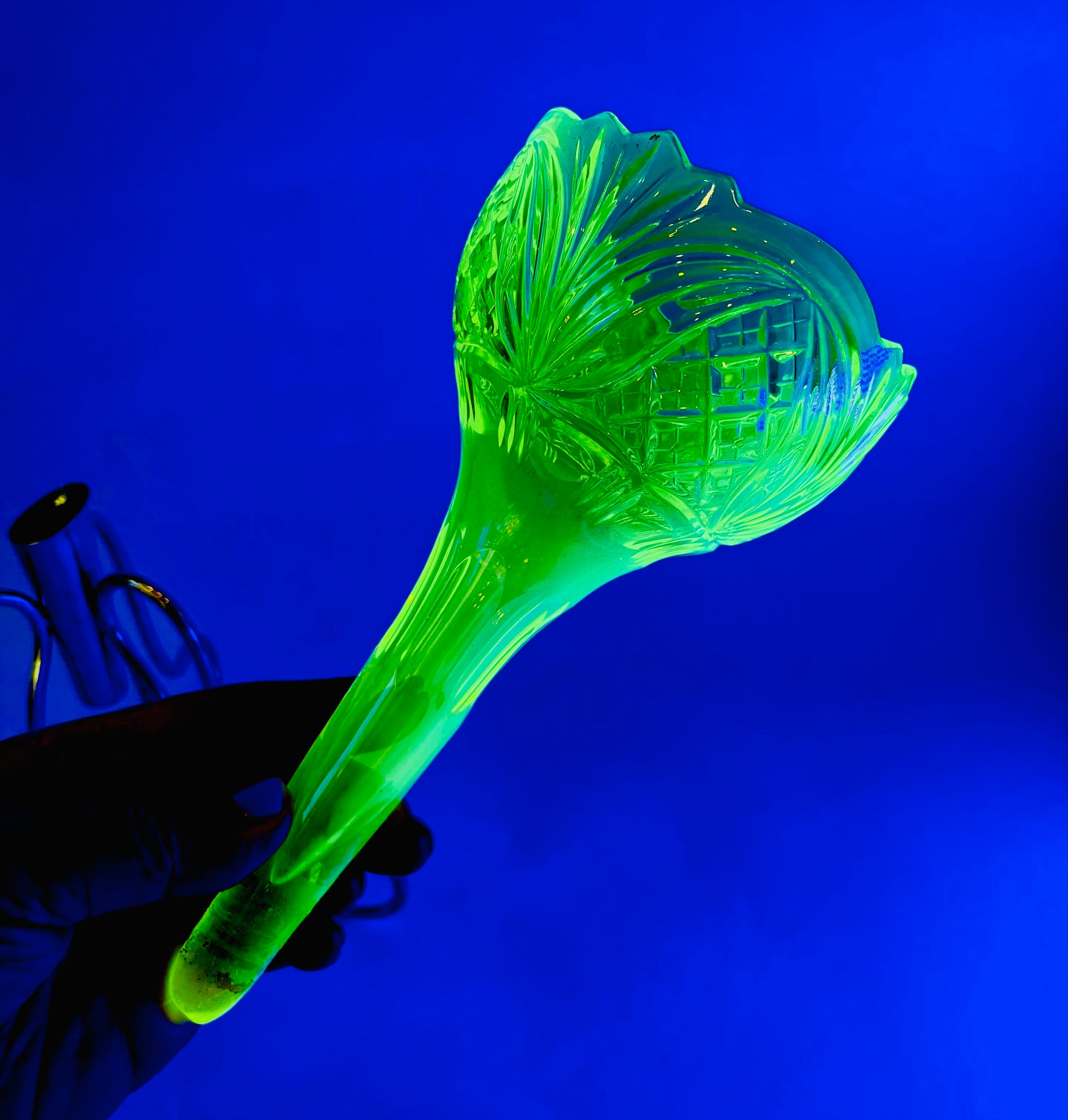 URANIUM GLASS TRUMPET VASE
