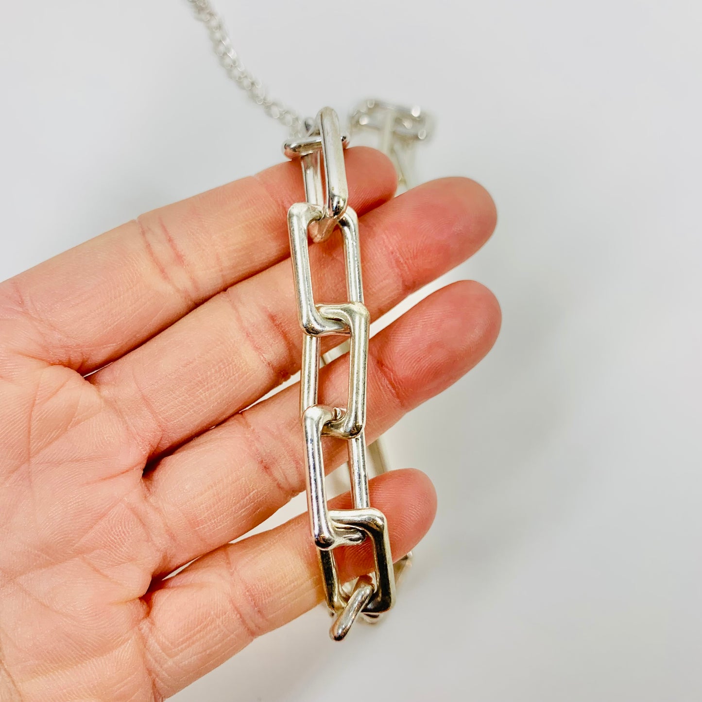 1990s SILVER PLATED STAINLESS STEEL PAPERCLIP NECKLACE