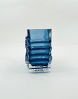 1950s AQUAMARINE BLUE BRUTALIST GLASS MINI VASE BY JOSEF SCHOTT