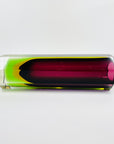 XL 1950s PINK PURPLE GREEN MURANO SOMMERSO FACETED GLASS BLOCK VASE