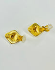 1995 CHANEL CC LOGO MARK RHOMBUS CLIP ON EARRINGS