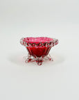 ANTIQUE VICTORIAN PINK CRANBERRY GLASS RUFFLE RIM SALT BOWL