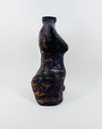 1980s HAND PAINTED GOLD PURPLE CLAY SCULPTURE OF A FEMALE NUDE TRUNK