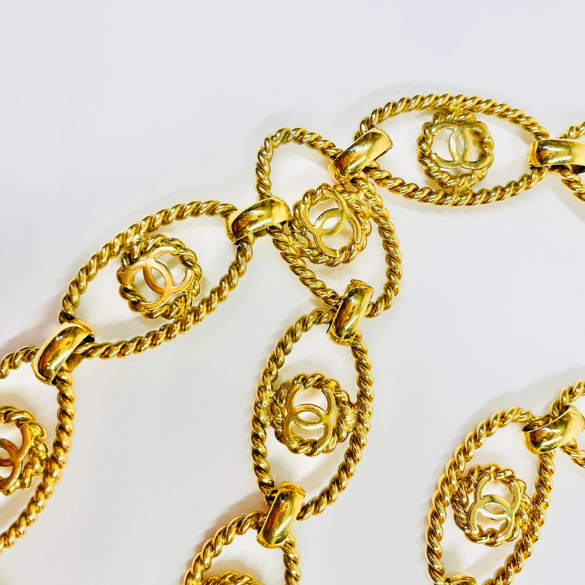 1990s CHANEL MATELASSE GOLD PLATED LOGO BELT