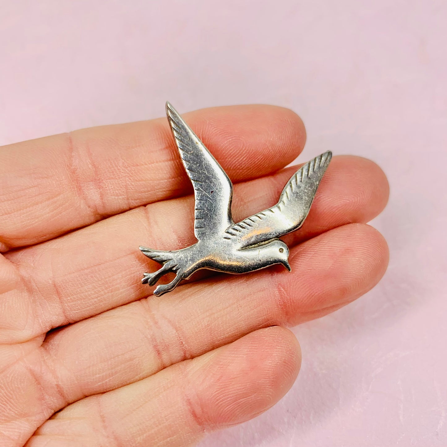 ANTIQUE ENGLISH SILVER DOVE BROOCH