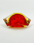 1950s FACETED MURANO RED YELLOW GEODE BOWL