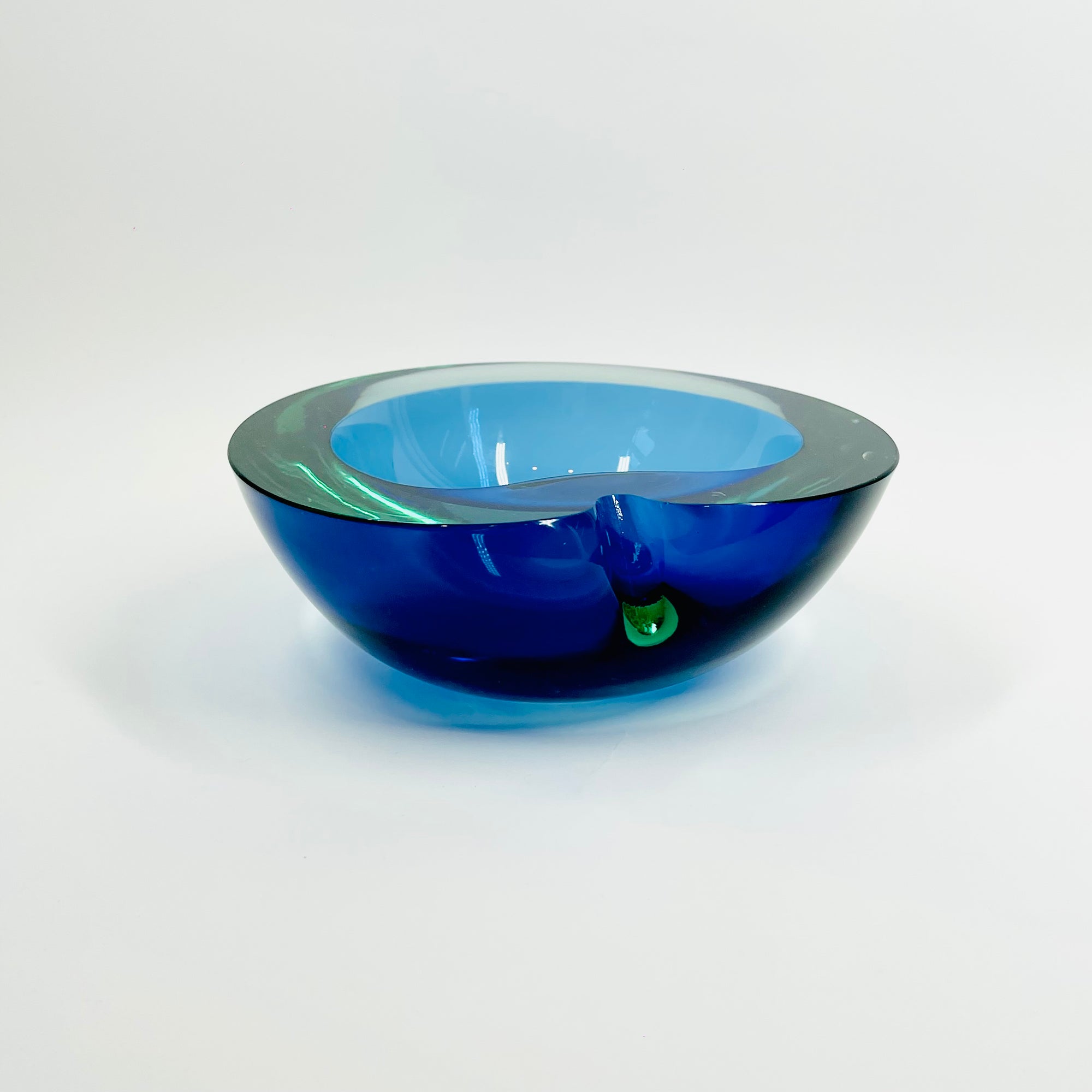 1950s GREEN BLUE MURANO SOMMERSO GLASS BOWL/ASHTRAY
