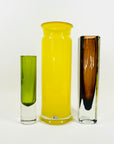 1960s SWEDISH ASEDA LEMON YELLOW SOMMERSO GLASS VASE BY BO BORGSTROM