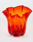 70s JAPANESE ORANGE RED OMBRE HANDKERCHIEF VASE