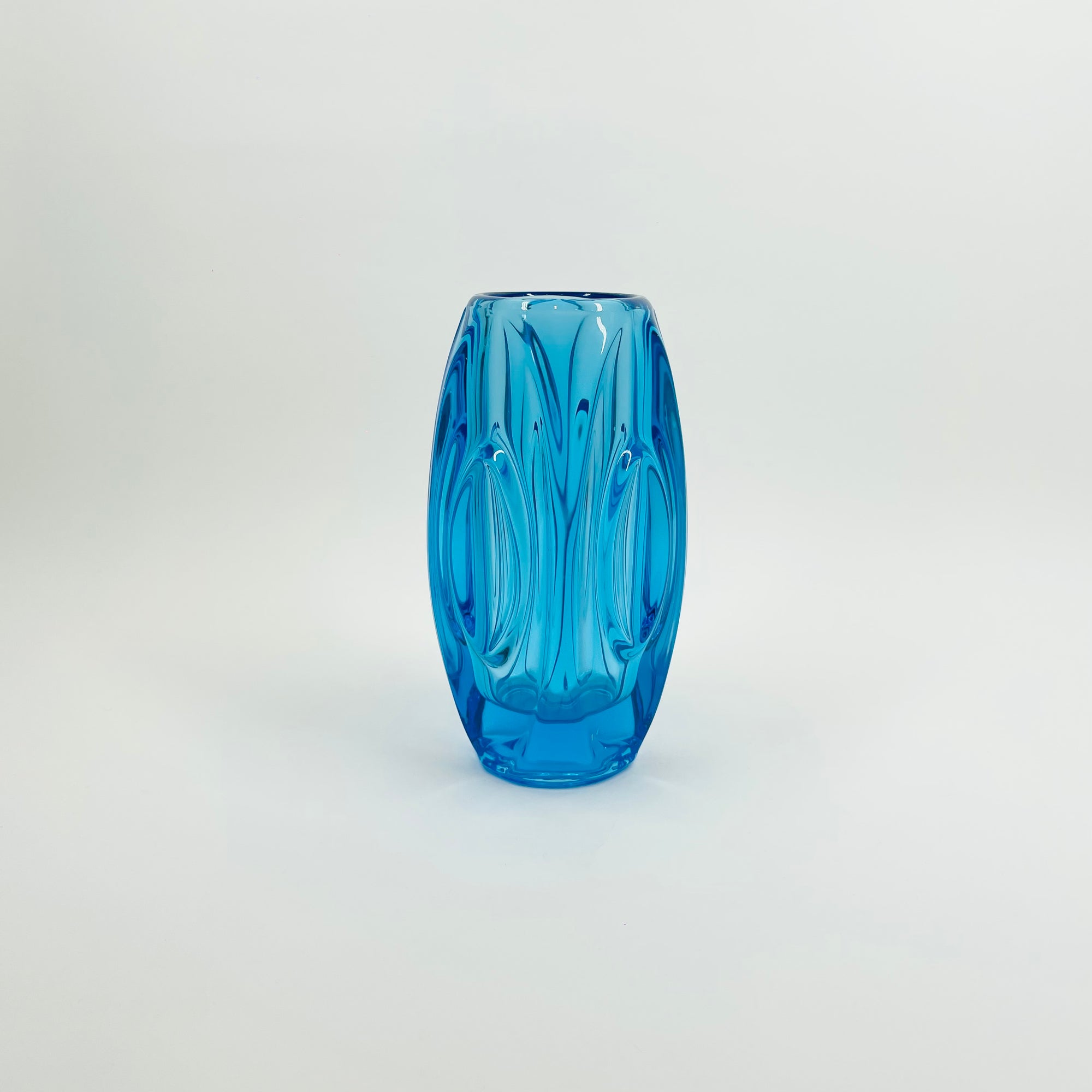 1960s SKLO UNION ROSICE LENS GLASS VASE BY RUDOLF SCHROTTER