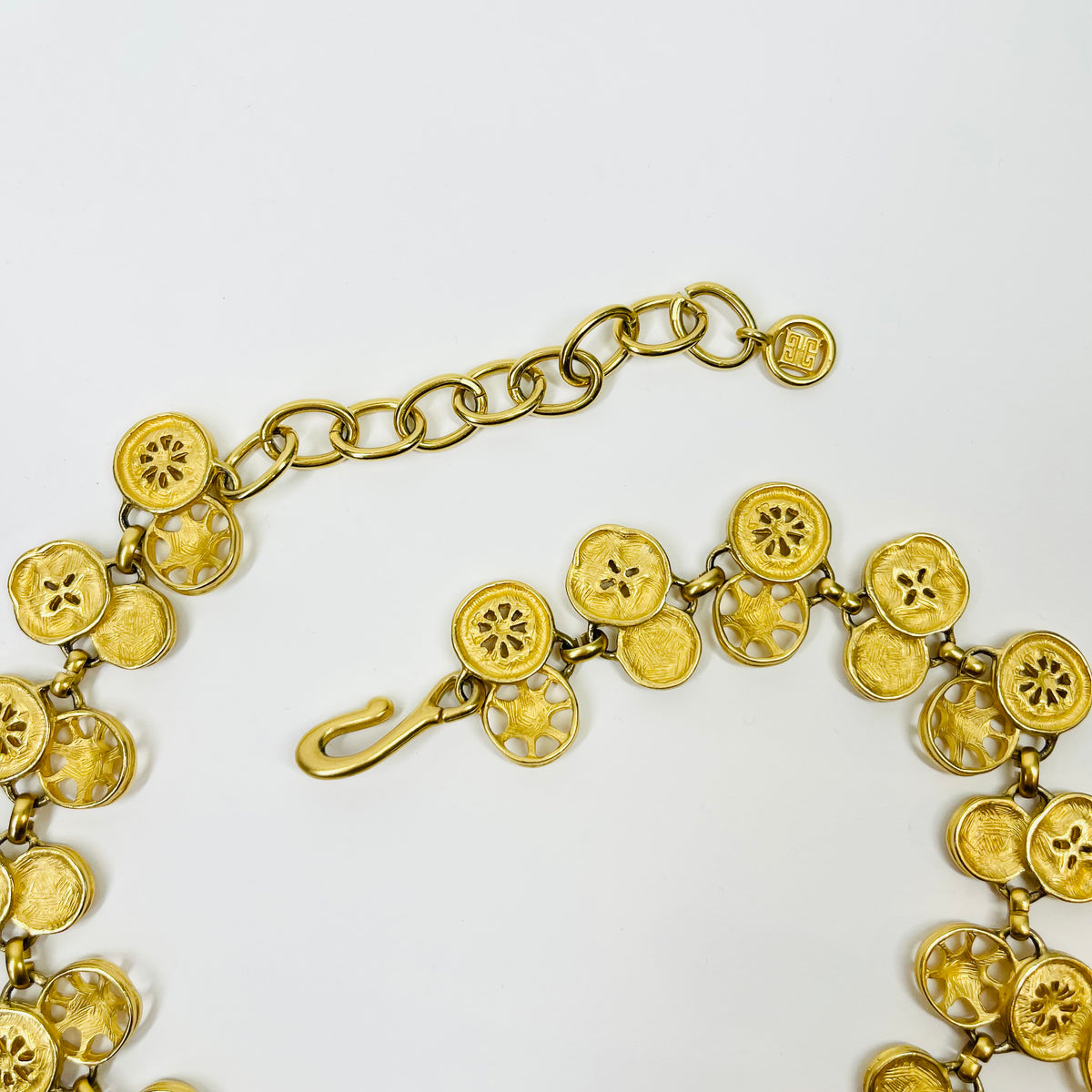 1980s GIVENCY ESTRUCAN STYLE MEDALLION LAYERED CHARMS NECKLACE