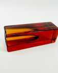 1960s BURNT HONEY BROWN SOMMERSO GLASS BLOCK VASE