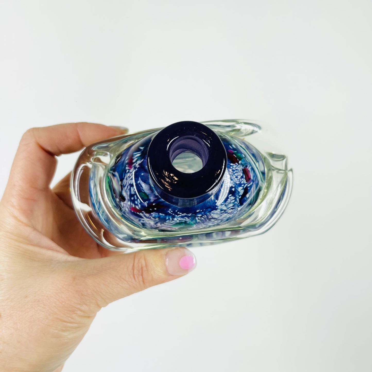 1980s AUSTRALIAN BLUE PURPLE ART GLASS PERFUME BOTTLE