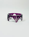 ANTIQUE BOHEMIAN PURPLE CAMEO CRYSTAL MINI GLASS PIN DISH/ASHTRAY