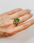 ANTIQUE SILVER PERIDOT HALO RING