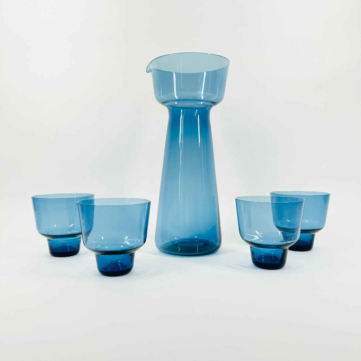 MCM BLUE GLASS IITTALA KARTIO CARAFE SET