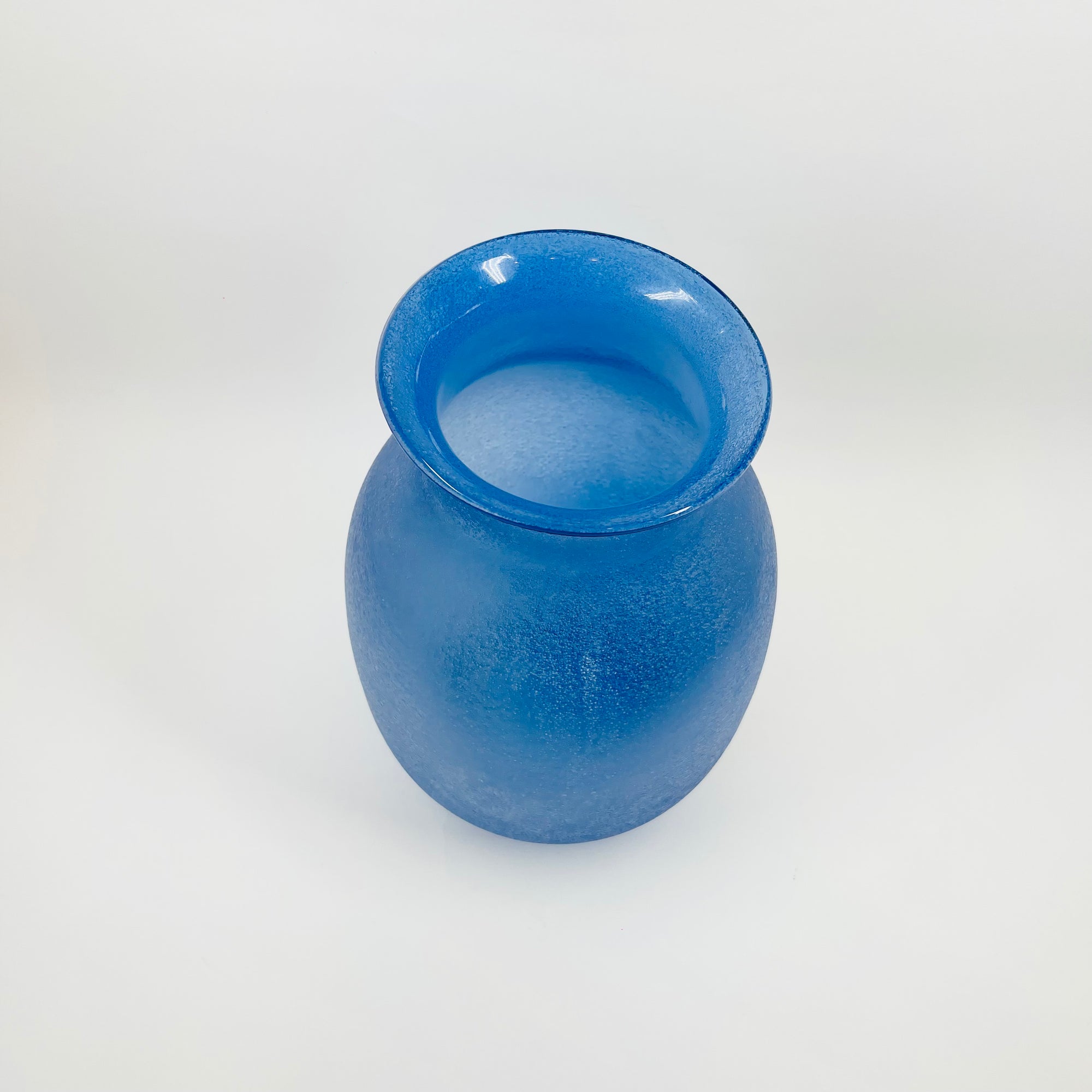 1980s BLUE ACID WASHED GLASS VASE