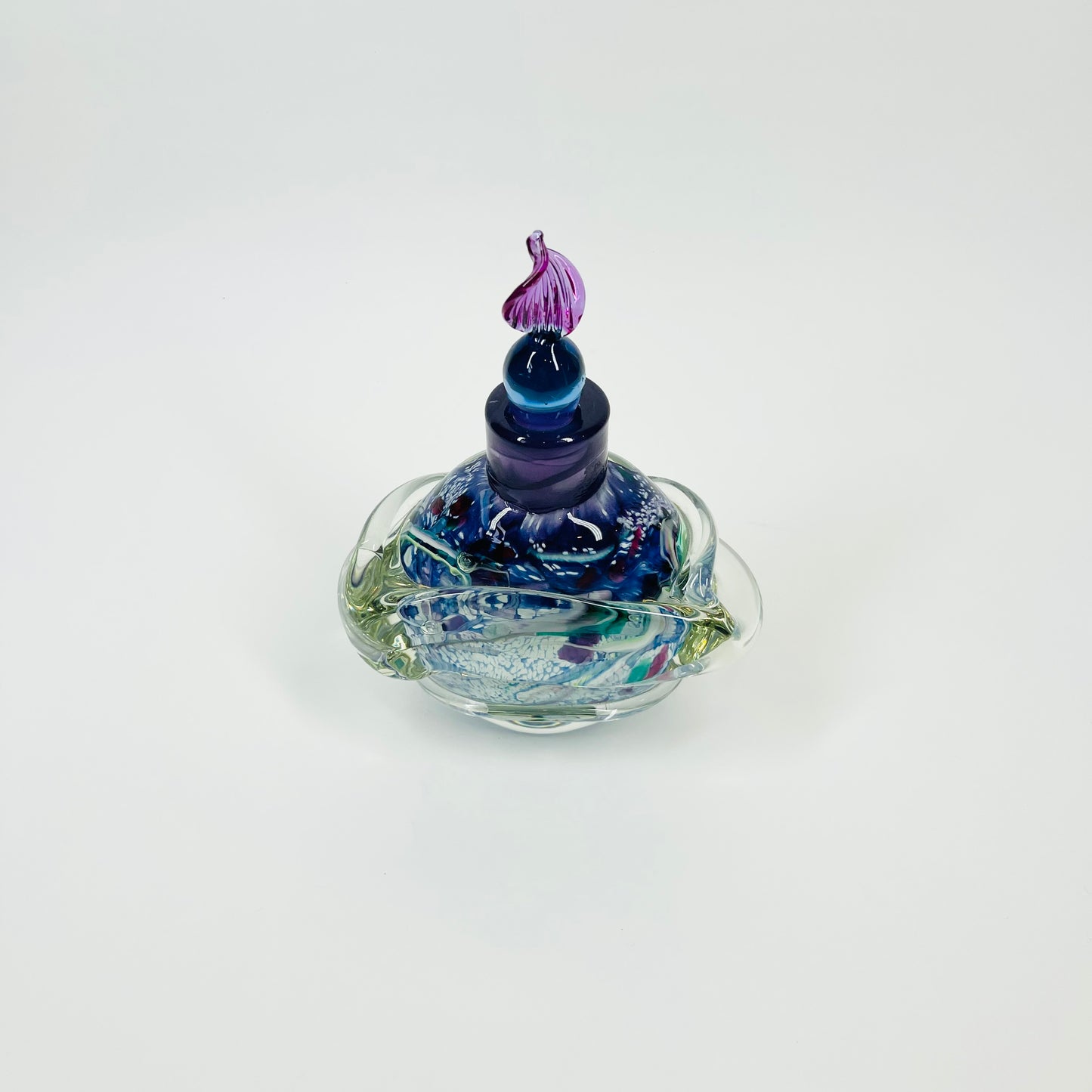 1980s AUSTRALIAN BLUE PURPLE ART GLASS PERFUME BOTTLE