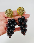 1950s PURPLE GRAPES CLUSTERS CLIP ON EARRINGS