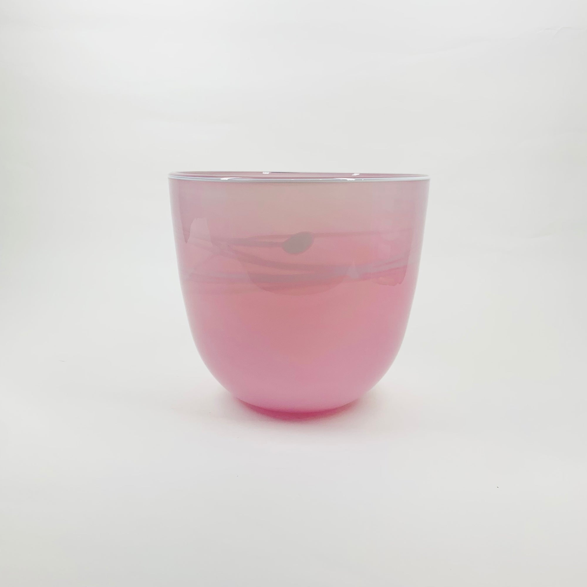 MOUTH BLOWN PINK ART GLASS BOWL