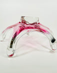 1950s LARGE CZECH SKRDLOVICE PINK SOMMERSO GLASS STARFRUIT BOWL